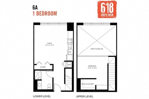 One Bedroom 1 Bath Loft 872 sq. ft.